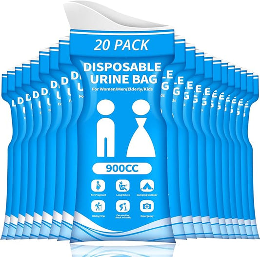 Disposable Urine Bag for Travel - 900ML Portable Pee Bags for Women Men 8/12/20/24/28 PCS Emergency Vomit Bags Urinal Toilet for Car Camping, Road Trip,Traffic Jam, Pregnant, Kid, Patient