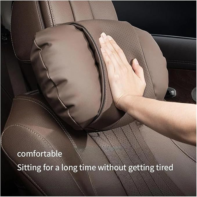 1/2PCS PU Leather Car Neck Pillow & Lumbar Support Cushion, Breathable Universal Seat Headrest Waist Pad, Soft Support Cushion for Daily Driving and Travel(C Style backrest)
