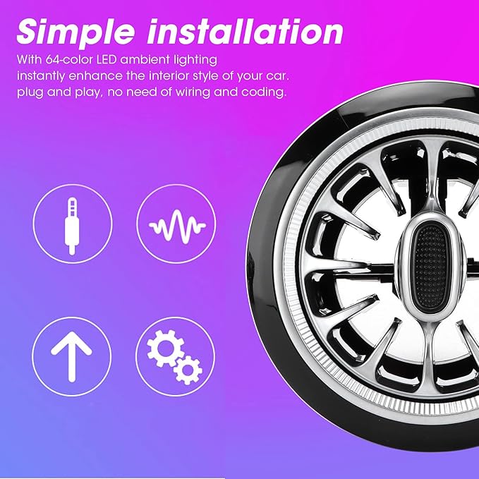 Acouto Air Vent LED Lights Turbine Outlets Lamp for Benz E‑Class W213 C238 2017‑2021 6pcs 64 Color Front LED Turbine Air Vent Ambient Light Kit Replacement
