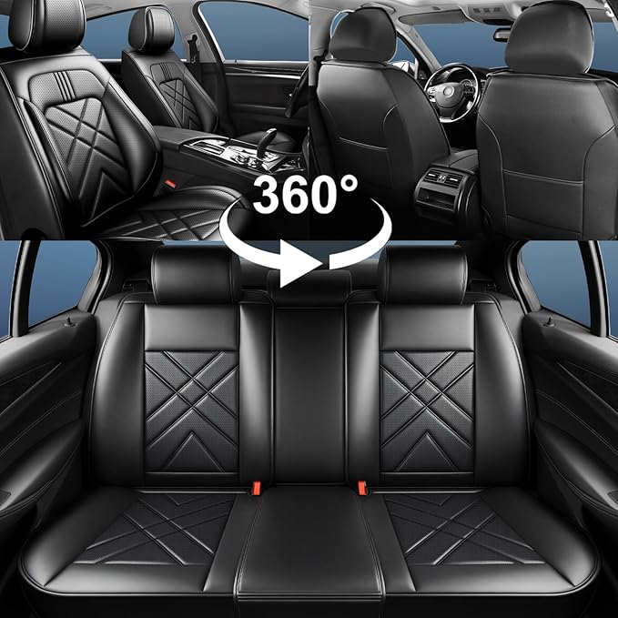 CX-5 Car Seat Covers Custom Fit for Mazda CX-5 2013-2025 2026, Full Coverage Leather Waterproof Breathable Seat Covers, Automotive Seat Protectors, Airbag Compatible(Full Set Seats, Black Gray)