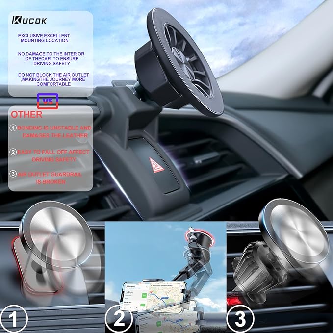 for MagSafe Tundra/Sequoia Phone Mount, Exclusive Fit for 2026-2022 Toyota Tundra and 2026-2023 Toyota Sequoia, for iPhone 17/16/15/14/13/12/Mini Series, Toyota Tundra/Sequoia Accessories