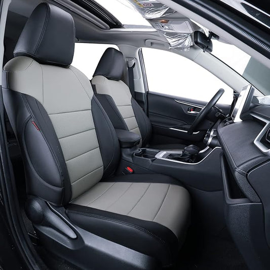 coverdream Custom Seat Covers Compatible with Select Toyota RAV4 LE 2013 2014 2015 2016 2017 2018 Models - Leatherette (Black/Gray,Full Set)