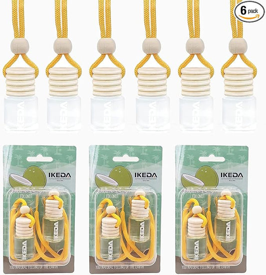 Automotive Air Freshener 4ml Car Scents | 45-Days Keep Fragrance | Auto Hanging Diffuser Bottles | Remove Odor Long Lasting Fresh Air for Women Deodorizer (6pcs Coconut)