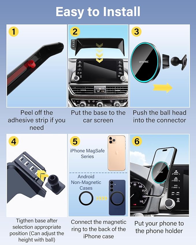 Phone Holder for Mazda CX-5 CX5 2021-2025 Accessories 10.25-Inch Screen Fixed Clip, Car Magnetic Phone Mount Compatible with MagSafe, Magnets Fast Wireless Charger CX 5 Cell Phone Holder Base