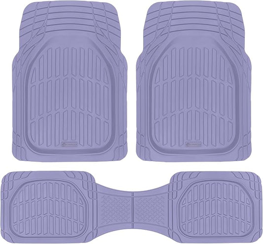 Lavender Purple Car Floor Mats - Universal Trim to Fit All Weather Purple Car Accessories - Girl Car Accessories for Women & Cute Car Mats for Women Lavender Girly Car Decor Truck & SUV