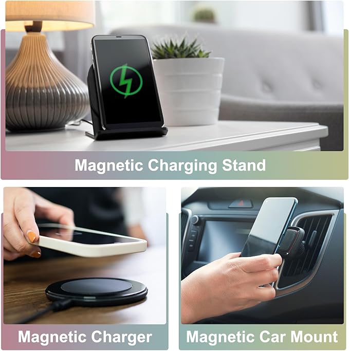 uxcell Magnetic Adapter Ring, 2Pcs Magnetic Sticker Ring ABS Universal Magnet Wireless Charging Conversion Kit for Mobile Phone Case Wireless Charger, Light Orange