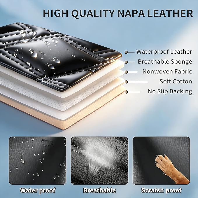 Fit Elantra Car Seat Covers for Hyundai Elantra 2017-2025 2026 - Premium Leather, Waterproof, All-Weather, Airbag Compatible, Breathable, Seat Protectors, Only 2 Front seat Covers, Black