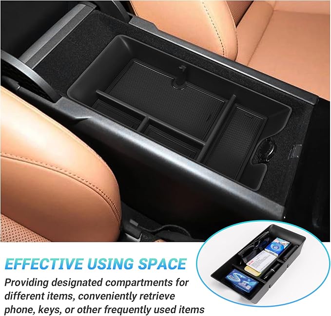 Center Console Organizer Compatible with 2025-2026 Toyota Camry Accessories, Armrest Storage Box Glove Organizer Tray Secondary Insert Charging Zone Anti-Slip Mat with Sunglasses