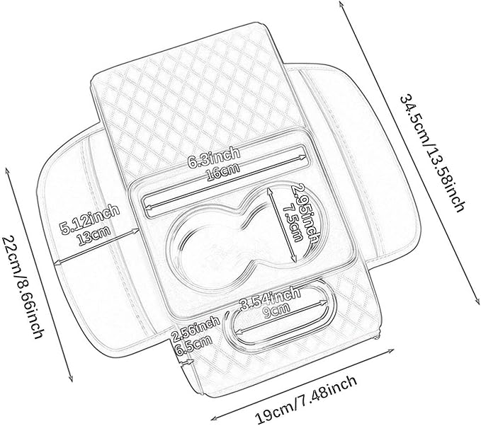 Car Center Console Pad PU Leather Armrest Organizer with Tissue Box Slot for Vehicles, Style E