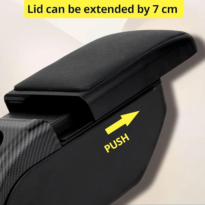 AULPHIKE Compatible with Ford Fiesta Armrest 3 2011-2018 Car Center Console Organizer Armrests Double Layer Storage with USB Ports（Black Style）