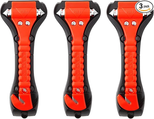 SINSEN Car Safety Hammer Set of 3 Emergency Escape Tool Auto Car Window Glass Hammer Breaker and Seat Belt Cutter Escape 2-in-1 for Family Rescue & Auto Emergency Escape Tools (3 PCS)