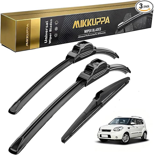 MIKKUPPA 24"+20"+11" Windshield Wiper Blades Replacement for 2015-2019 Kia Soul EV, 2010-2019 Kia Soul, Front & Rear Durable Stable Quiet All Season (Pack of 3)