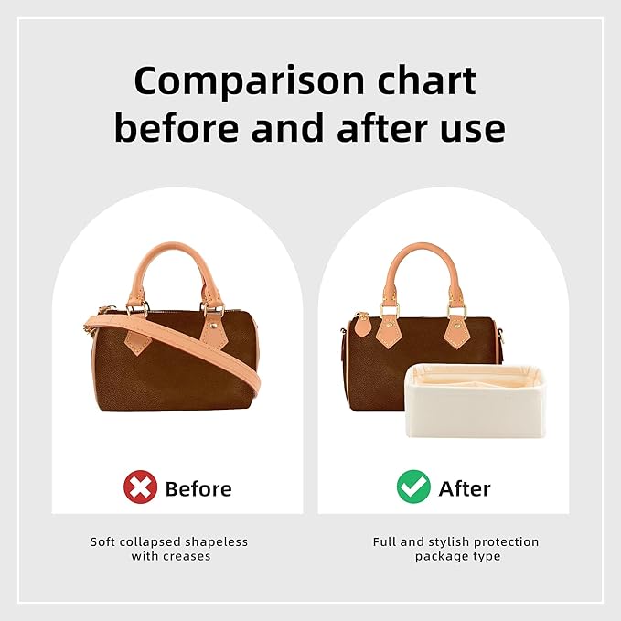 DGAZ Silk Purse Organizer Insert Fits LV Speedy 16/20/25/30/35/45 Bags，Silky Smooth Bag Organizer，Luxury Handbag & Tote Shaper（Craie，SP16）