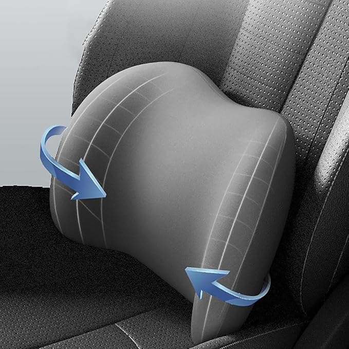 New Car Headrest & Lumbar Support Cushion for Hyundai Santa Fe 2001-2024, Ergonomic Memory Foam Seat Headrest Neck Rest Cushion Breathable Removable Cover for Neck Back Relief,B/Gray