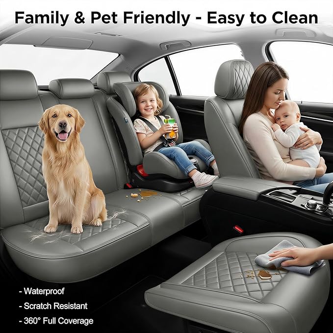 Fit for Venue Seat Covers Compatible with Hyundai Venue 2020-2026 - Waterproof Breathable Leather Automotive Seat Cushions Protector,Only 2 Front seat Covers(Gray)