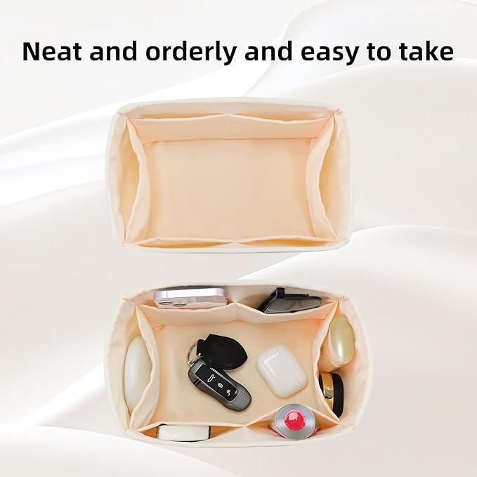 DGAZ Silk Purse Organizer Insert Fits LV Speedy 16/20/25/30/35/45 bags，Silky Smooth Bag Organizer，Luxury Handbag & Tote Shaper（Craie，SP25）