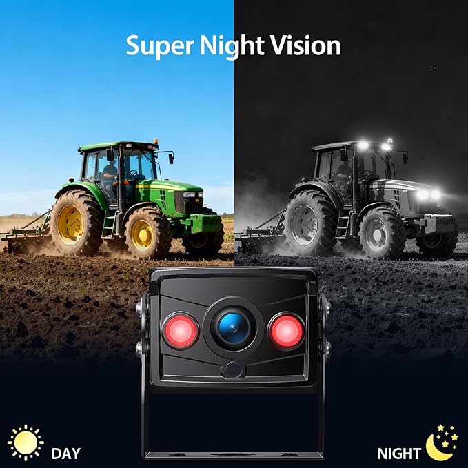 ZEROXCLUB 4 Wired Backup Camera System, 10" 1080P Monitor IP69K Waterproof Vibration-Proof 10G Rear Side View Camera, Quad Split Screen for Tractor, Truck, Trailer, Combine, Heavy Equipment, BH104