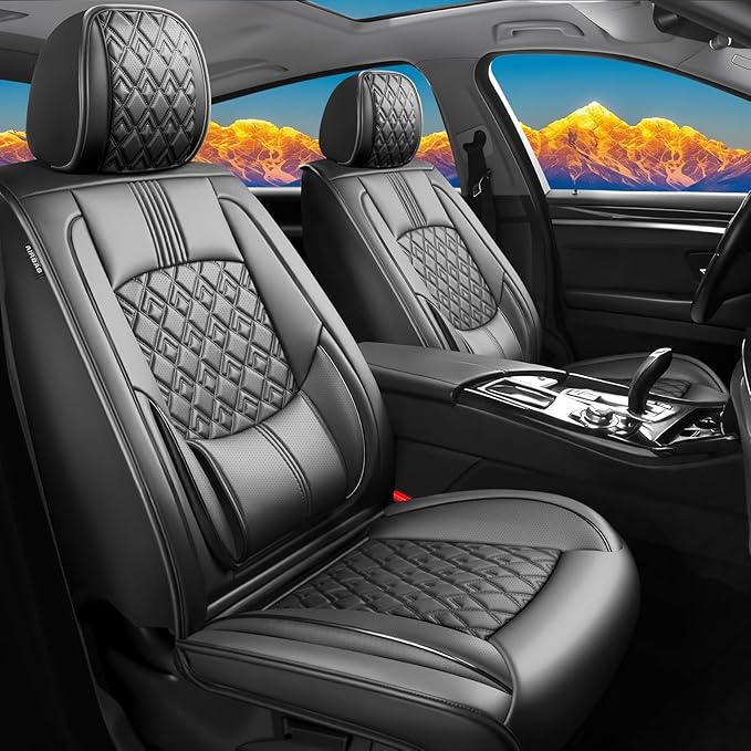 Fit Yaris Car Seat Covers for Toyota Yaris 2008-2018 2019 2020-Upgraded Premium Waterproof & Breathable Leather, Airbag Compatible, All-Weather Seat Cushion Protector (Full Set, Black)