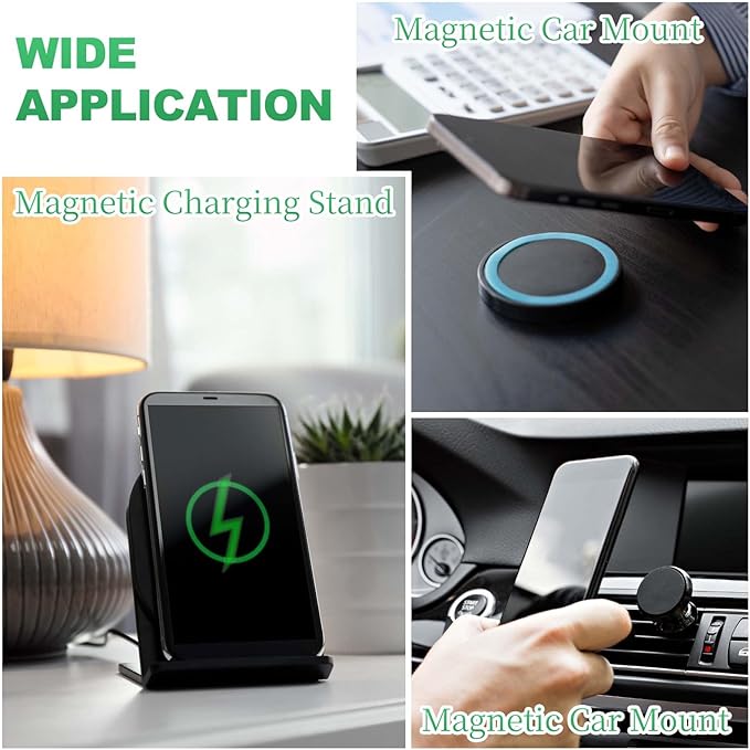 PATIKIL Universal CD Stripe Magnetic Adapter Ring, 4 Pcs Ultra-Thin Sticker Ring Adhesive Nickel-Iron Alloy for Phone Cases Holder Wireless Charging Car Mount Kit, Blue