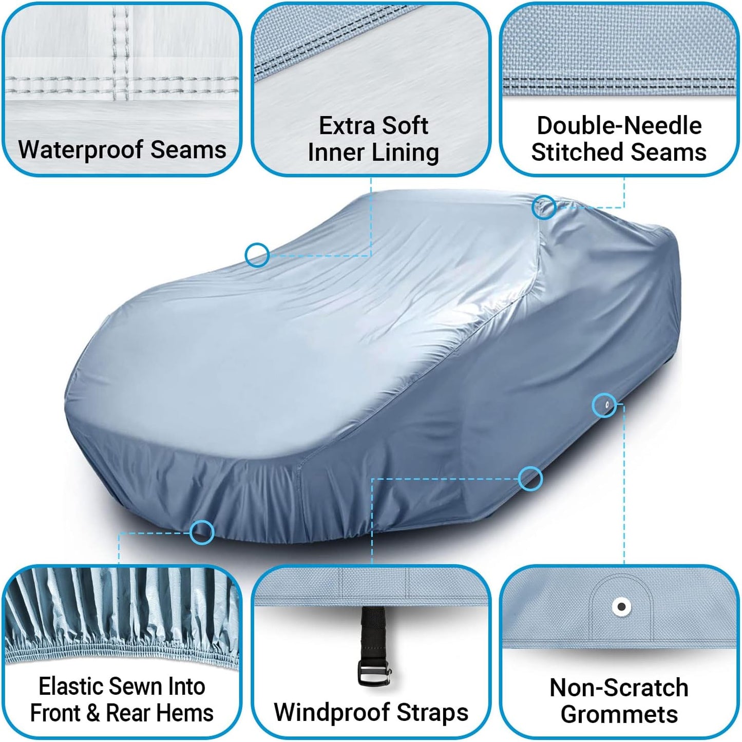 iCarCover Premium Car Cover for 1988-1993 Pontiac Lemans Hatchback Heavy Duty Waterproof All-Weather Automobiles Custom Fit Indoor Outdoor UV Snow Protection Covers with Straps and Bag