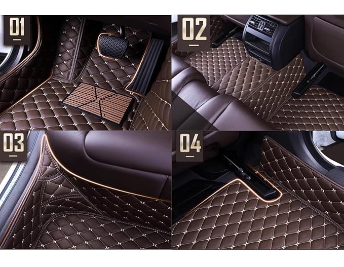 Custom Personalized Floor Mats for Cars，Luxury Full Coverage All Weather Car Floor Mats，Anti-Slip Leather Car Mat Set ，Custom Floor Mats for 99% of Cars, Trucks & SUVs (All Black Green)