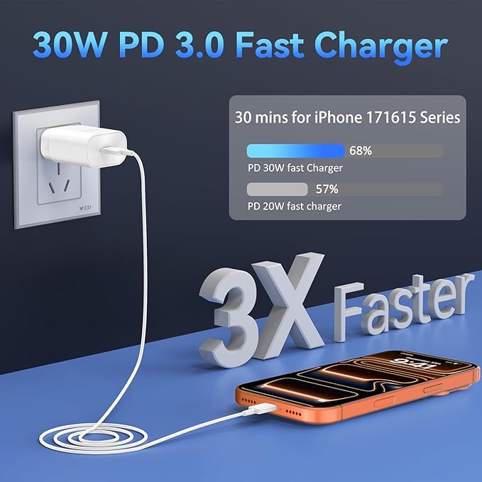 iPhone 17 16 15 Charger Fast Charging,30W USB C Charger Type C Charger Phone Chargers iPhone&10 Ft Long USB C to C Cable Fast Charging Cord for iPhone 17 Air/17 Pro/17 Pro Max/16 15 Pro Max Plus,iPad