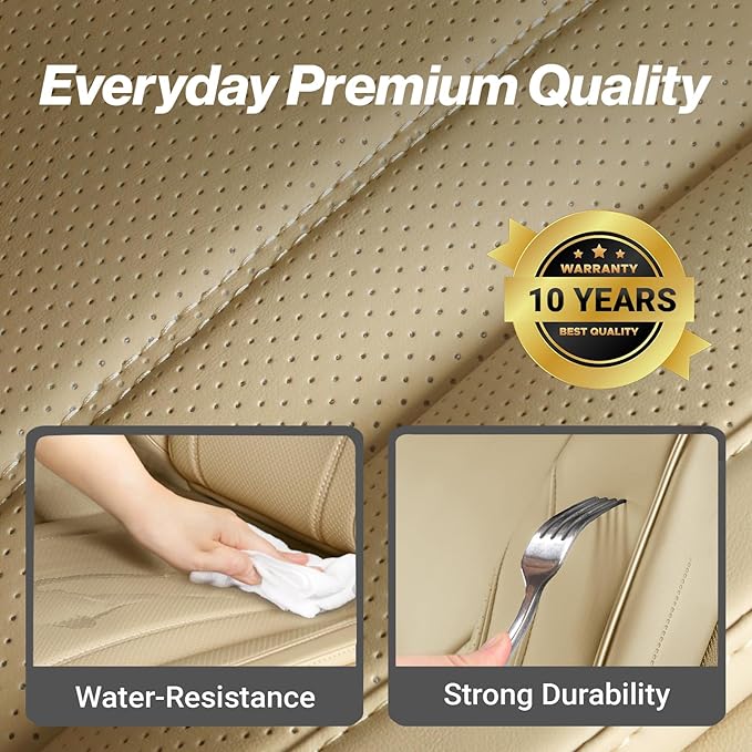 Coverland Custom Fit Car Seat Covers for SUV Compatible with [CX‑5, Forester, RAV4 Prime, Venza, RX 450h, RX 500h] Premium Waterproof Non-Slip Interior Seat Protector [Full set Beige - Size Chart X78]