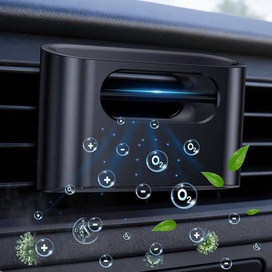 Compact Car Air Purifier for Odor - Easy Install Filter Free Odor Eliminator for Smoke/Pet Odors/VOCs - Silent Operation Universal Vent Clip for Car by Yakry