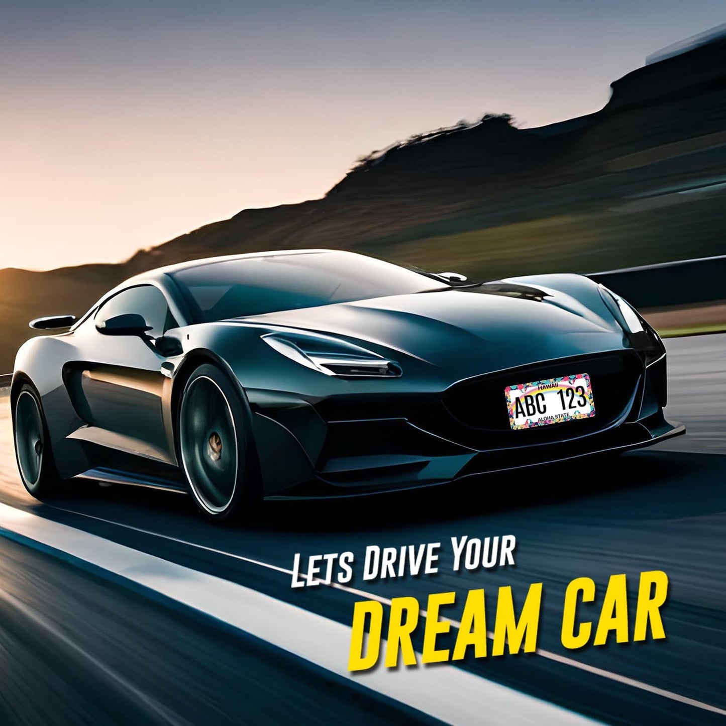Tropical Hibiscus Flower License Plate Frame Colorful Floral Leaves License Plate Holder Funny License Plate for Car Decoration Stainless Steel Hawaii Auto Parts with Screws 12.3" x 6.3"