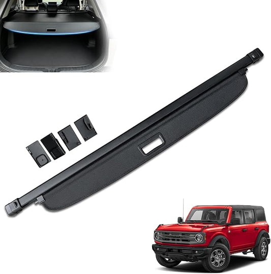 MIALUTY® Cargo Cover for 2021-2026 Ford Bronco 4-Door Soft Hard Top Retractable Trunk Cover Bronco Accessories Anti-Peeping Privacy Screen, Carbon Fiber Texture(Not for Bronco Sport & Bronco 2-Door)