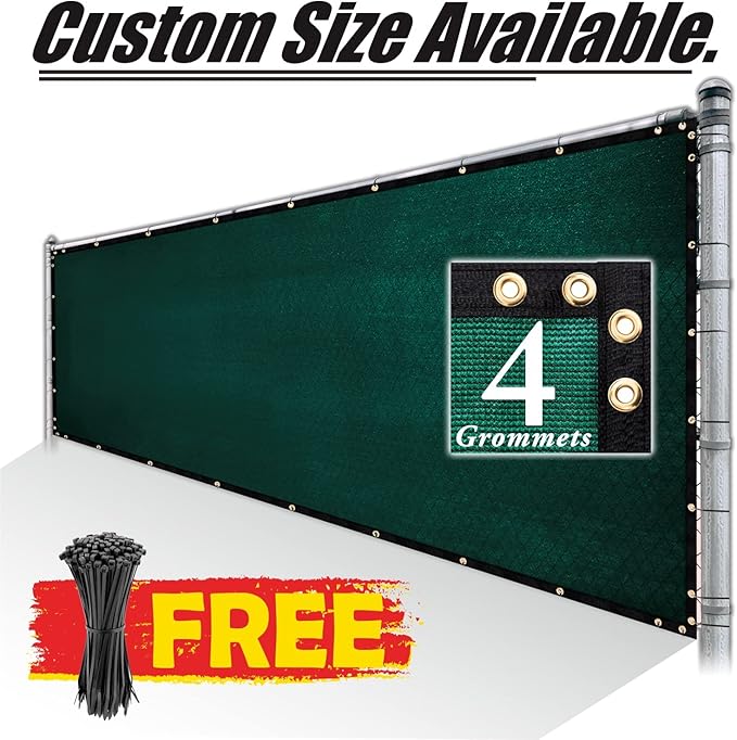 Royal Shade Custom Size 6' x 140' Green Fence Privacy Screen Windscreen Cover Netting Mesh Fabric Cloth - Cable Zip Ties Included (We Make Custom Size)
