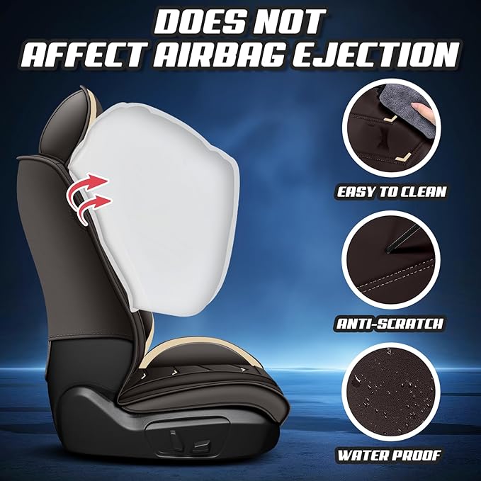 Car Seat Covers for Lexus ES 350 2007-2025, Premium Nappa Leather Car Seat Cover, Stylish Sport Seat Covers， Automobile Seat Cover Sets.(Standard 5 Seats/Coffee Color)