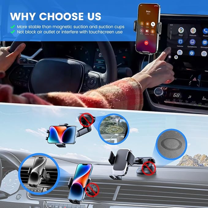 Car Phone Holder Fit for Toyota Land Cruiser LC250 2024 2025 Auto Accessories (Only Fit for 8/12.3-Inch Screen), Cell Phone Mount Dash Mount Hands-Free 360° Rotation