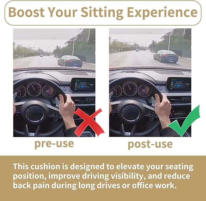ESMING Car Booster Seat Cushion with Adjustable Height for Short Drivers, Tailbone Pain Relief, Breathable Mesh Memory Foam for Truck SUV Office Chair 15.7x15.7x4.7 Inches - Pink