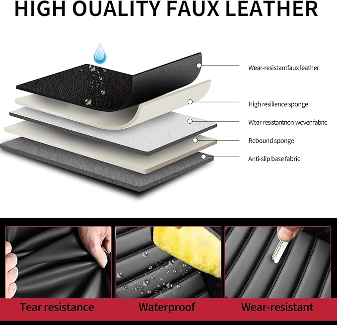 Fit Corolla Car Seat Covers for Toyota Corolla 2000-2024 2025 2026 - Upgraded Premium Waterproof & Breathable Leather, Airbag Compatible, All-Weather Seat Cushion Protector (Full Set, Black)