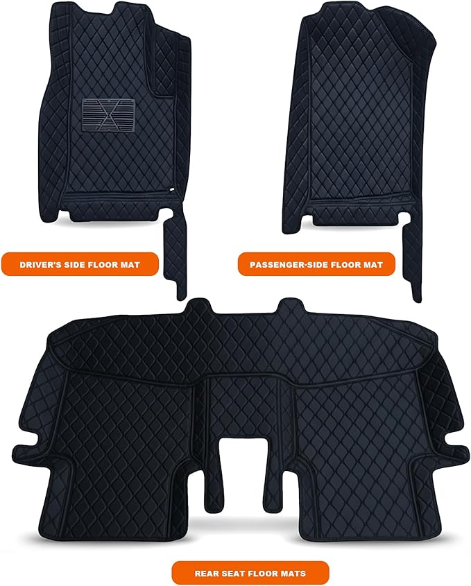 All-Weather car Floor MATS-Suitable for 99% of car Models,Leather car mat, offering Personalized Embroidery and Multiple Color Options,Provide Protection for car Rug (Gray=)
