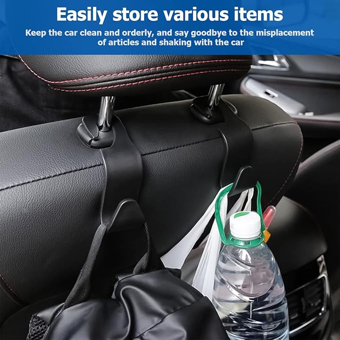 Car Back Seat Headrest Hooks, 4PCS Vehicle Backseat Storage Organizer Hanger, Auto Headrest Hidden Hook Universal for Handbag Purse Backpacks Bags and Groceries (Light Pink)