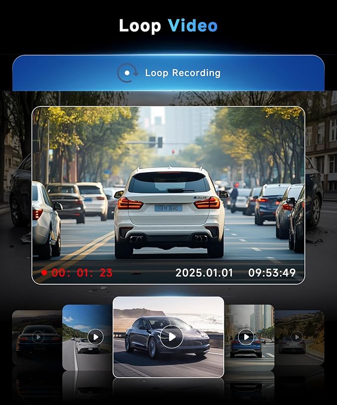 4 Channel 360° Dash Cam Front and Rear Inside Left Right, 2 Inch Dash Camera for Cars, Built-in Night Vision, Sensitive Motion Detection 24/7 Recording Parking Mode Monitor Reversing Help