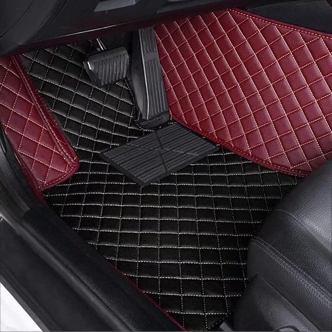 Custom Car Floor Mats for 96% Sedan SUV Sports Car Protection Full Coverage Pads Anti-Slip Leather Floor Lining All Weather Car Floor Mats (Dark Brown)