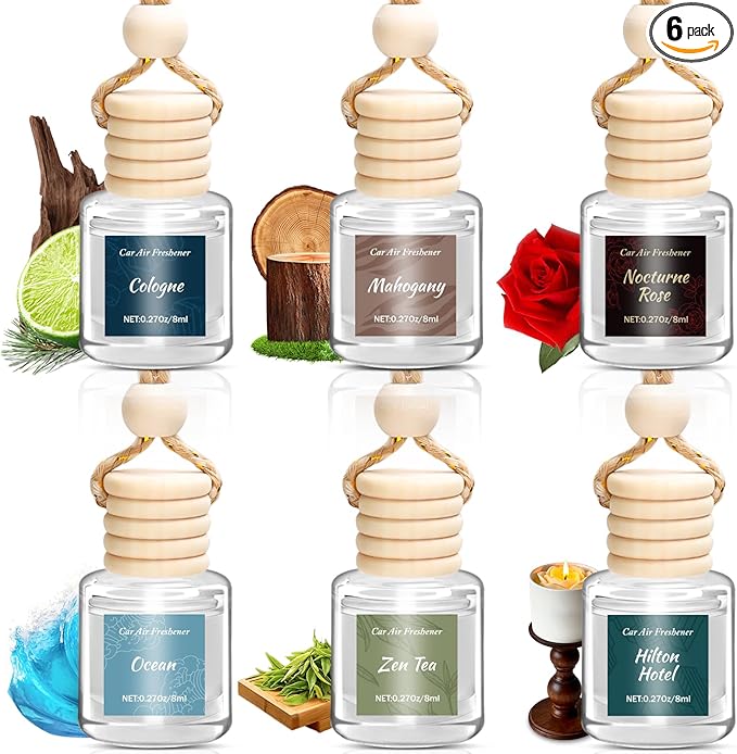 Premium Car Air Freshener, 6 Pack Deep Luxury Scent Essential Oil Diffuser, Long Lasting Fragrance Interior Decor Unisex,Hanging Aroma Diffuser Executive Business Car Accessories Mens Gifts
