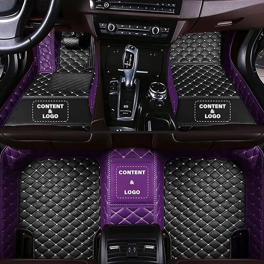 Custom Making Car Floor Mats for 98% Sedan SUV Car Protection Full Coverage Mats Anti-Slip Leather Floor Liners All Weather Car Floor Mats (Black+Purple Side)