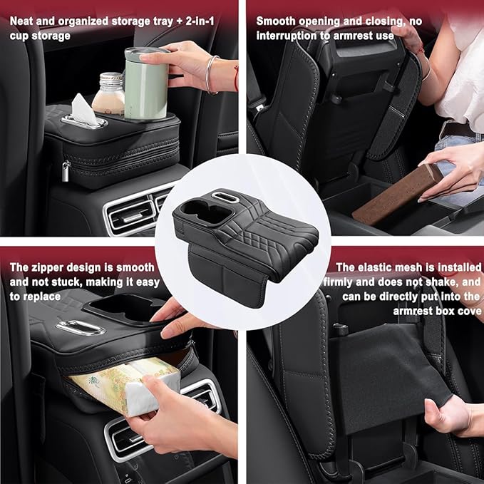 Car Armrest Cover for Tesla Model X 2015–2020 2021 2022 2023 2024 2025 2026, Center Console Cover Mat Armrest Seat Box Cover Cushion Console Pad Interior Accessories,C