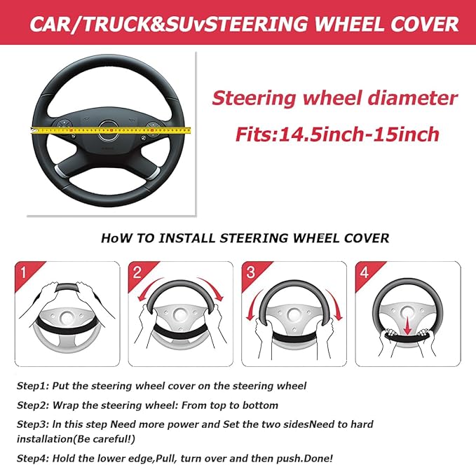 Mandark Car Steering Wheel Cover, Suede Sport Vehicle Steer Wheel Protector Fitting 15 Inch, Non-Slip Comfortable Automotive Interior Decoration Accessories, Universal for Most Cars (Beige)