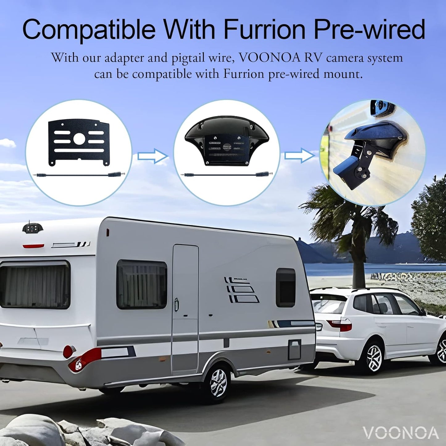 1080P Wireless RV Camera System, IP69 Waterproof Night Vision Backup Camera Side Rear View Camera with 7 Inch HD Monitor for RV Truck Trailer Camper