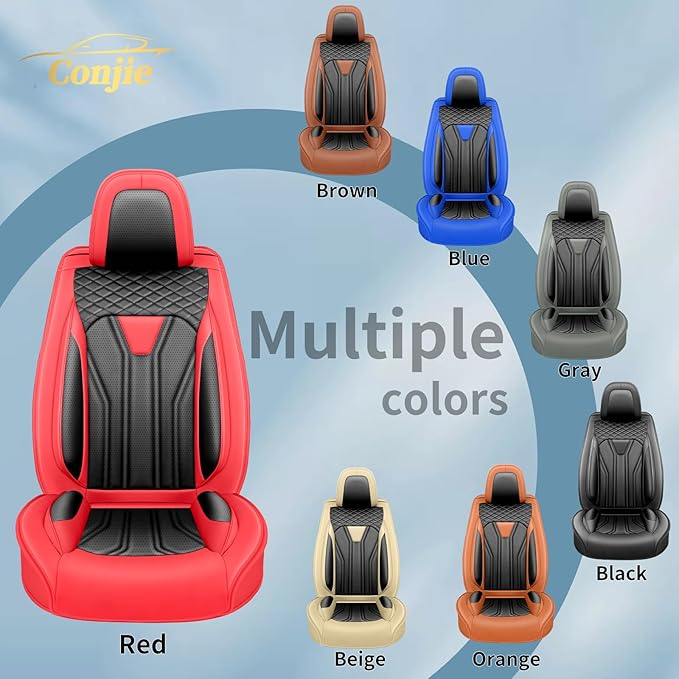 Fit Sentra Car Seat Covers Compatible with Nissan Sentra 2001-2025 2026 - Full Set Premium Leather， Waterproof Breathable， All-Weather Seat Cushion Protecto&Airbag Compatible （Red & Black