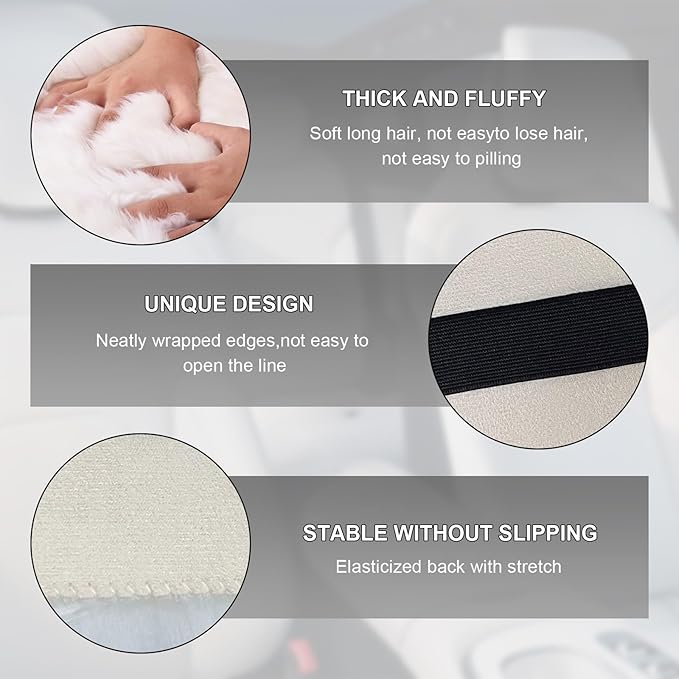 Center Console Cover, 11.81"×7.87" Automotive Fluffy Plush Center Armrest Protector, Universal Furry Comfortable Center Console Pad for Cars Trucks SUVs, Car Accessories (White)