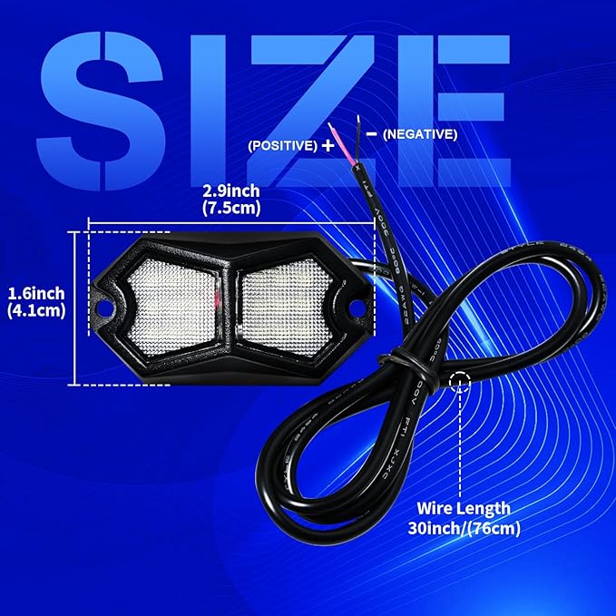 Led Rock Lights White 6 Pods 18LEDs 210 Degree Wide Angle IP68 Waterproof Aluminum Housing Underglow Underbody Lights 12v 24V for Truck UTV ATV Camper (6 Pods)