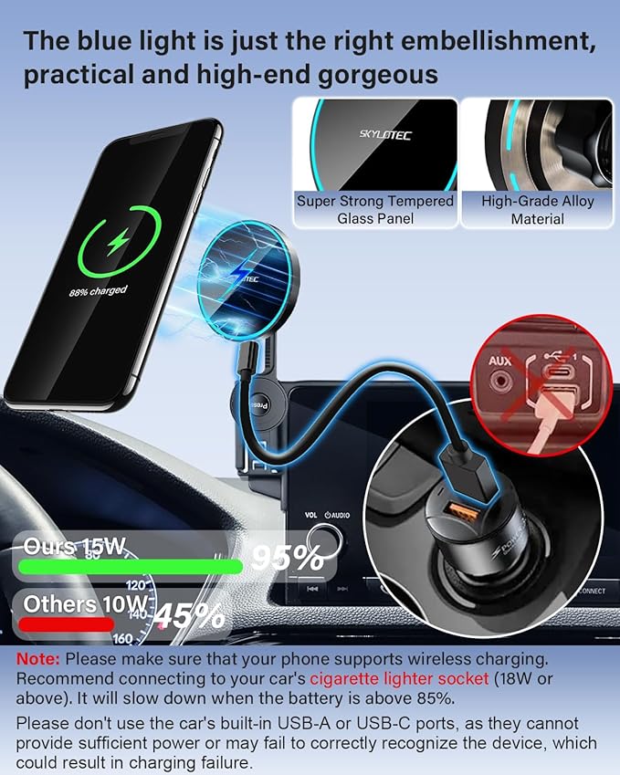 SKYLOTEC Phone Mount for Kia Sportage 2023 2024 2025 Accessories 12.3-Inch Screen Fixed Clip, Magnetic Car Phone Holder Compatible with MagSafe, Strong Magnets Fast Wireless Charger Cell Phone Base