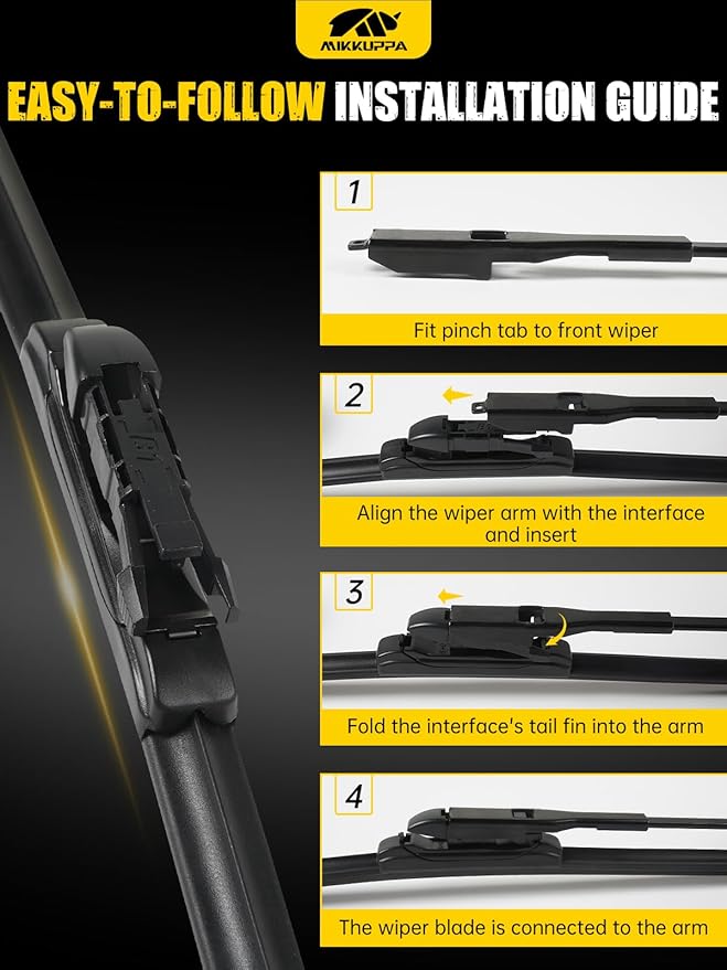 MIKKUPPA 24"/20"/12"/12" Windshield Wiper Blades Replacement for 2020-2024 Ford Escape - Original Factory Quality Front and Rear Wipers Blade Set for My Car - (Pack of 4) Pinch Tab