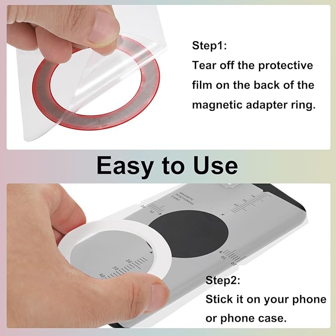 uxcell Magnetic Adapter Ring, 2Pcs Magnetic Sticker Ring ABS Universal Magnet Wireless Charging Conversion Kit for Mobile Phone Case Wireless Charger, Pink, White